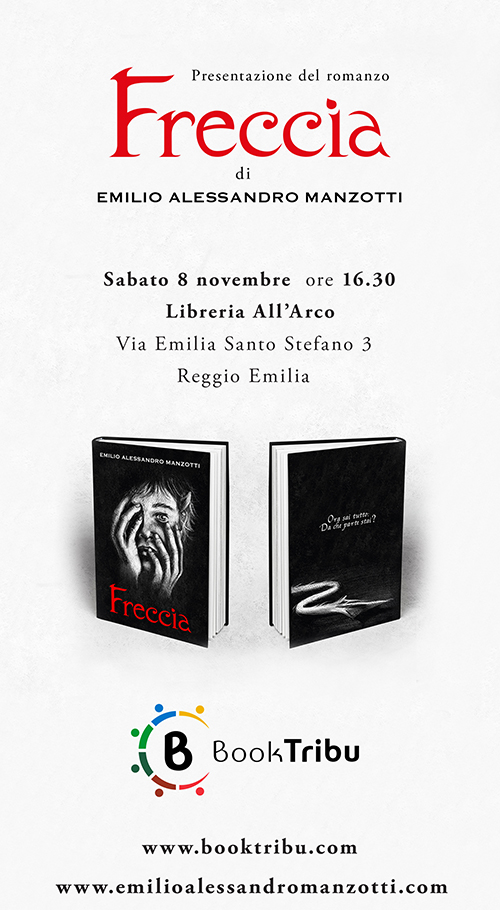3-11-2014_Emilio Alessandro Manzotti_romanzo FRECCIA_Invito presentazione Freccia_Libreria All'Arco